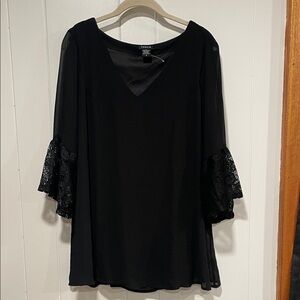 Black Lace Sleeve Blouse